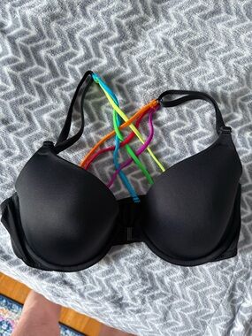 Victoria's Secret Black Bra with Rainbow Strappy Back